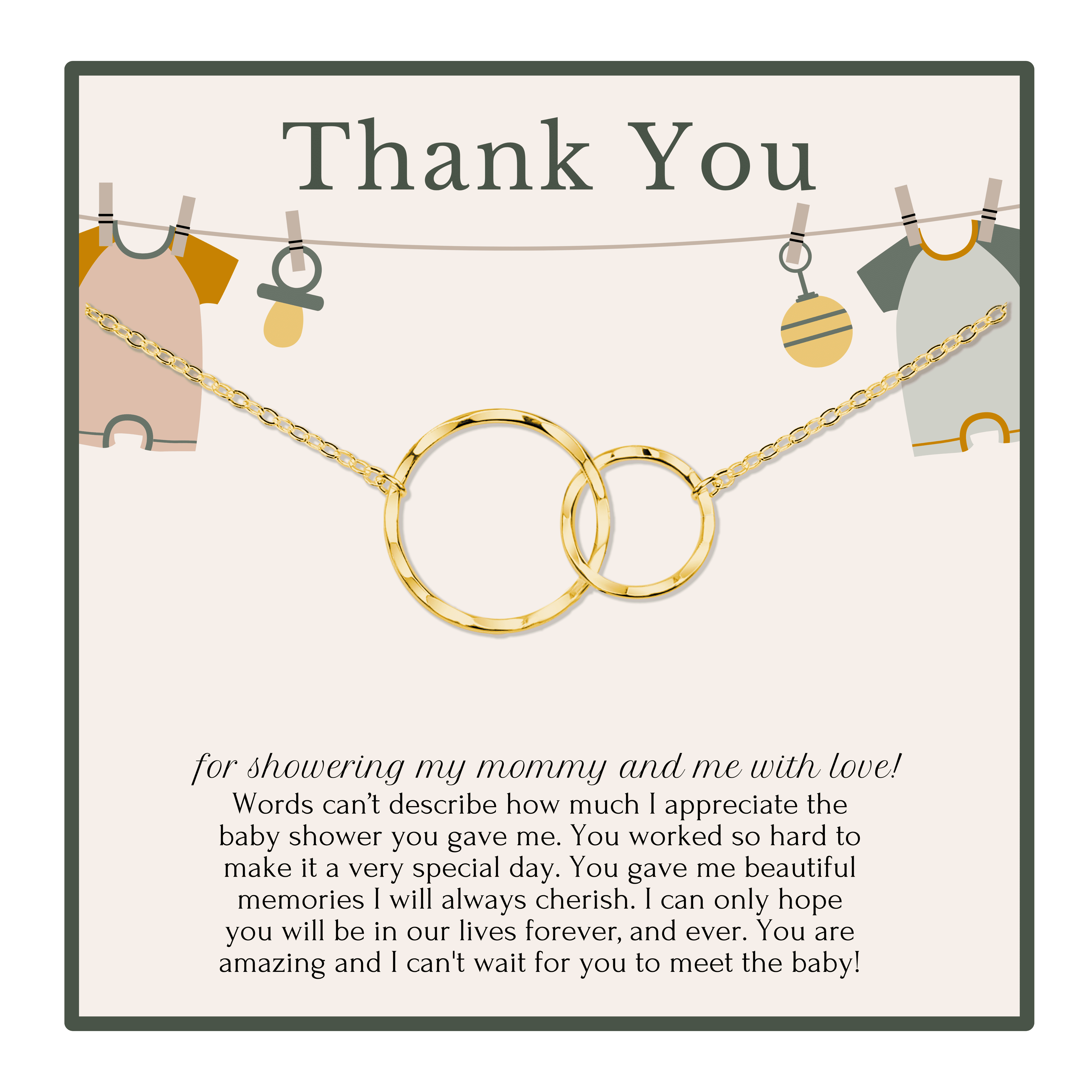 HOPE LOVE SHINE Maternity Shower Thank You Necklace – Gold Ring