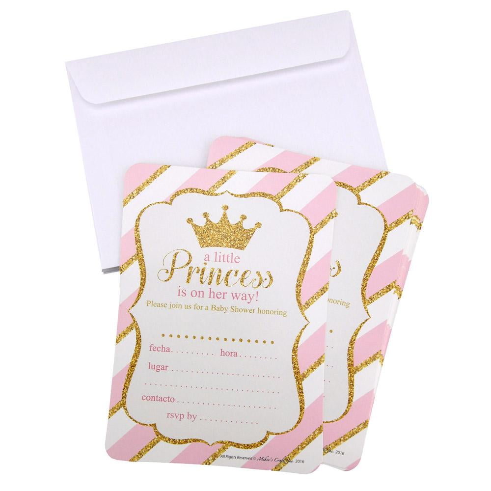 FIREFLY IMPORTS Baby Shower Invitation Envelope, Princess, Pink, 7-Inch, 12-Piece