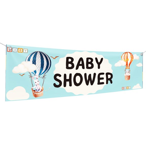 Baby Shower Large Banners and Signs for Outdoor by DreamController. Polyester Banner with 4 Holes for Easy Hang Indoor & Outdoor | 6x2 Feet Banner for Baby Shower | HD Print Banner Made in USA