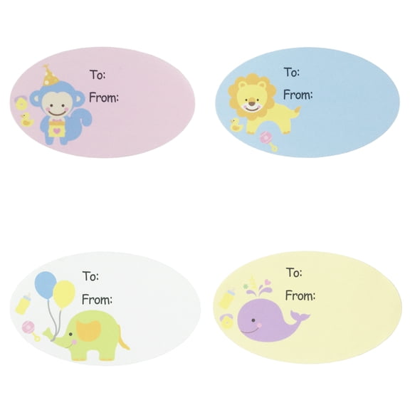 Baby Shower Multi-color Gift Tag Stickers | 1 1/2 x 2 1/2" inch - 100 Pack | InStockLabels.com