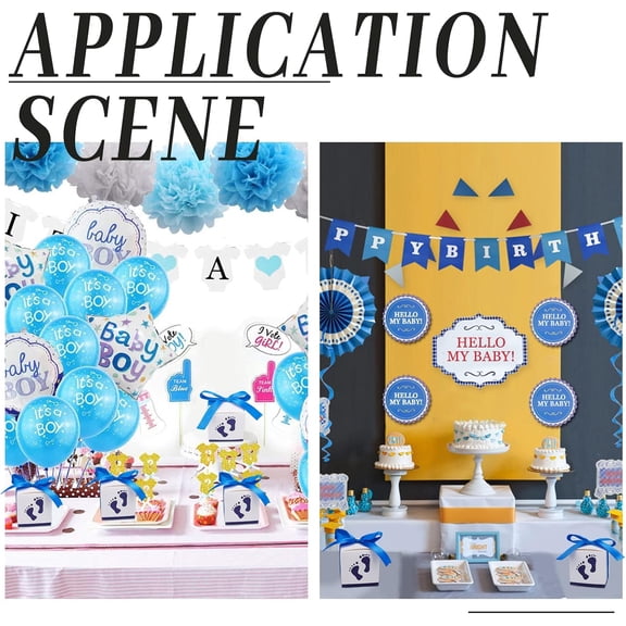 Baby Shower Paper GiftBox Newborn Baby CandyBox Footprints FoldingBoxes Baptism Candy Container with Ribbon Party Table Decor Birthday Wedding Gift Favor Blue 2.4 x 2.4 x 2.4 Inch