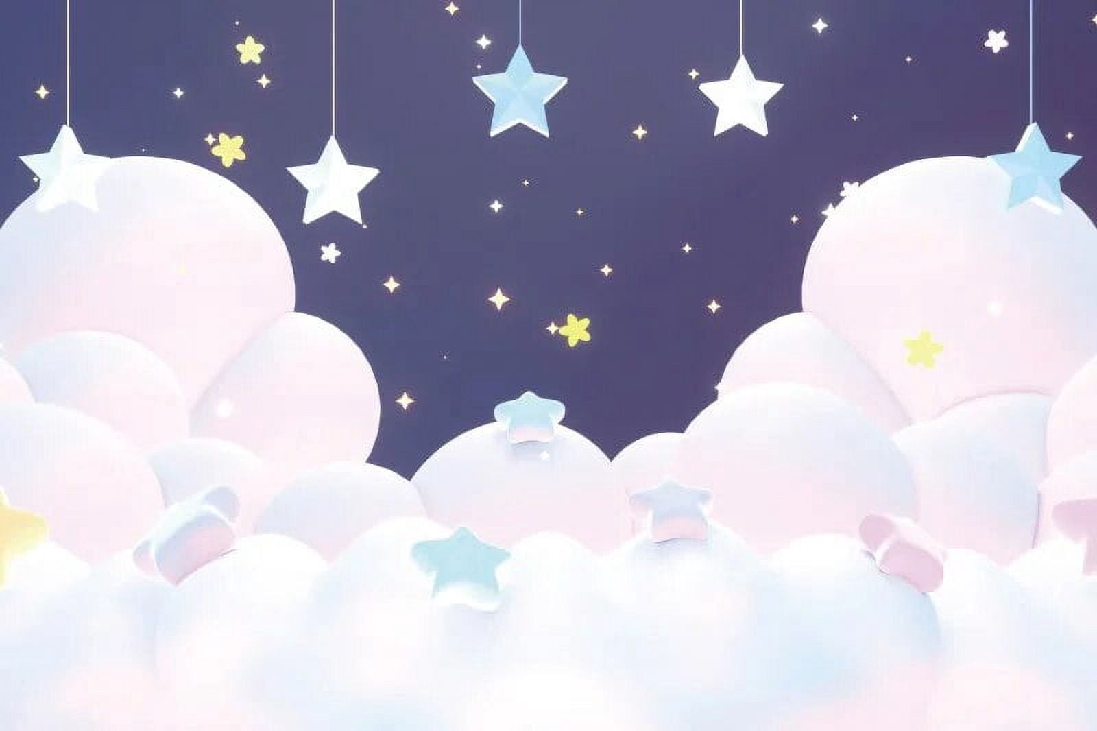 Cloud And Moonnight Simple Round Baby Shower Backdrop