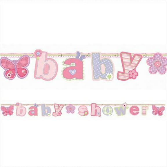 Baby Shower 'Pink Butterfly' Letter Banner (7ft)