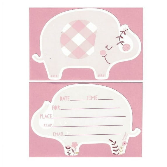 Baby Shower 'Pink Floral Elephant' Postcard Invitations with Envelopes (8ct)