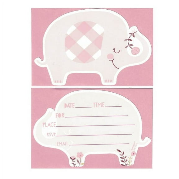 Baby Shower 'Pink Floral Elephant' Postcard Invitations with Envelopes (8ct)