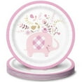 thumbnail image 1 of Floral Elephant Round Dessert Plates I Disposable I Pink I 8 Pcs., 1 of 1