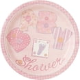 thumbnail image 1 of Baby Shower 'Pink Stitching' Large Paper Plates (8ct), 1 of 1