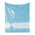thumbnail image 1 of Baby Shower Soft Flannel Fleece Throw Blanket, Little Prince Lettering Polka Dots and Balloon, Cozy Plush for Indoor and Outdoor Use, 70" x 90", Blue Baby Blue, by Ambesonne, 1 of 5