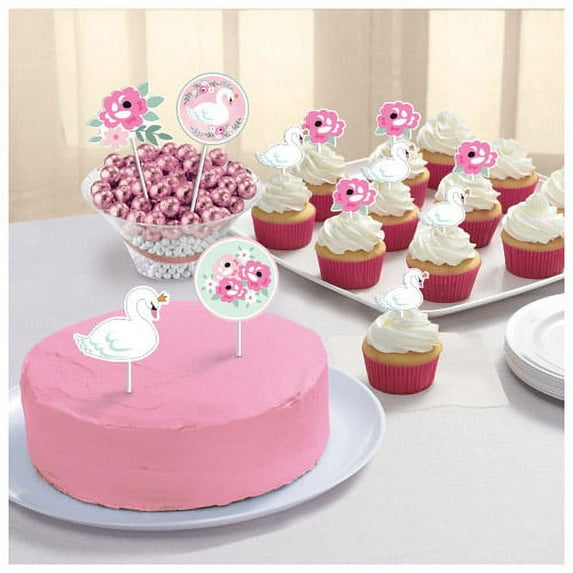 Baby Shower 'Sweet Swan' Cake Toppers (12pc)