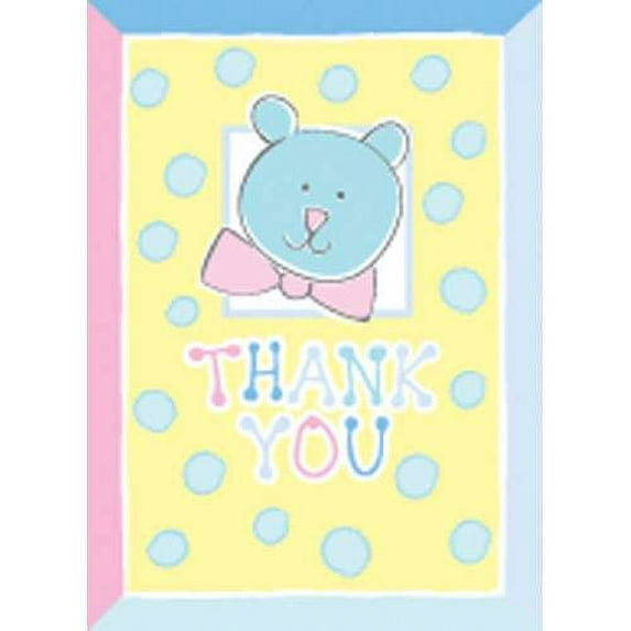 Baby Shower Teddy Bear Thank You Notes w/ Envelopes (8ct)