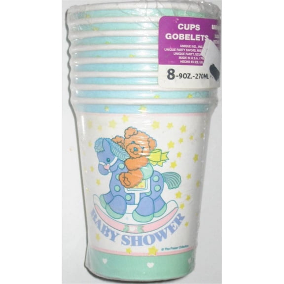 Baby Shower Unique 9oz Cup Pack - Rocking Horse & Bear - (8 Paper Cups)