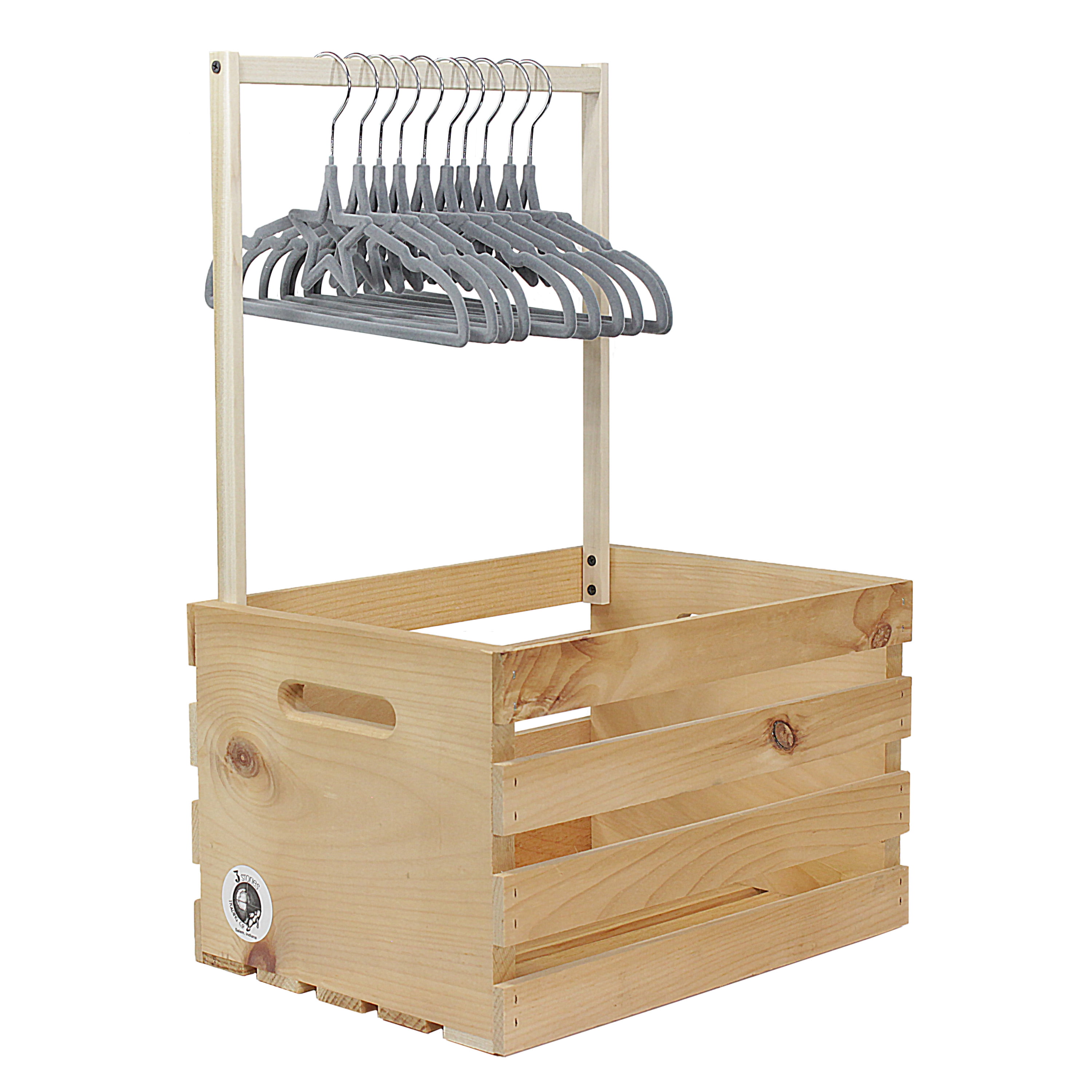 Baby Shower Wardrobe Crate & 10 Clothes Hangers Kit, Baby Shower Gift Crate, Gray