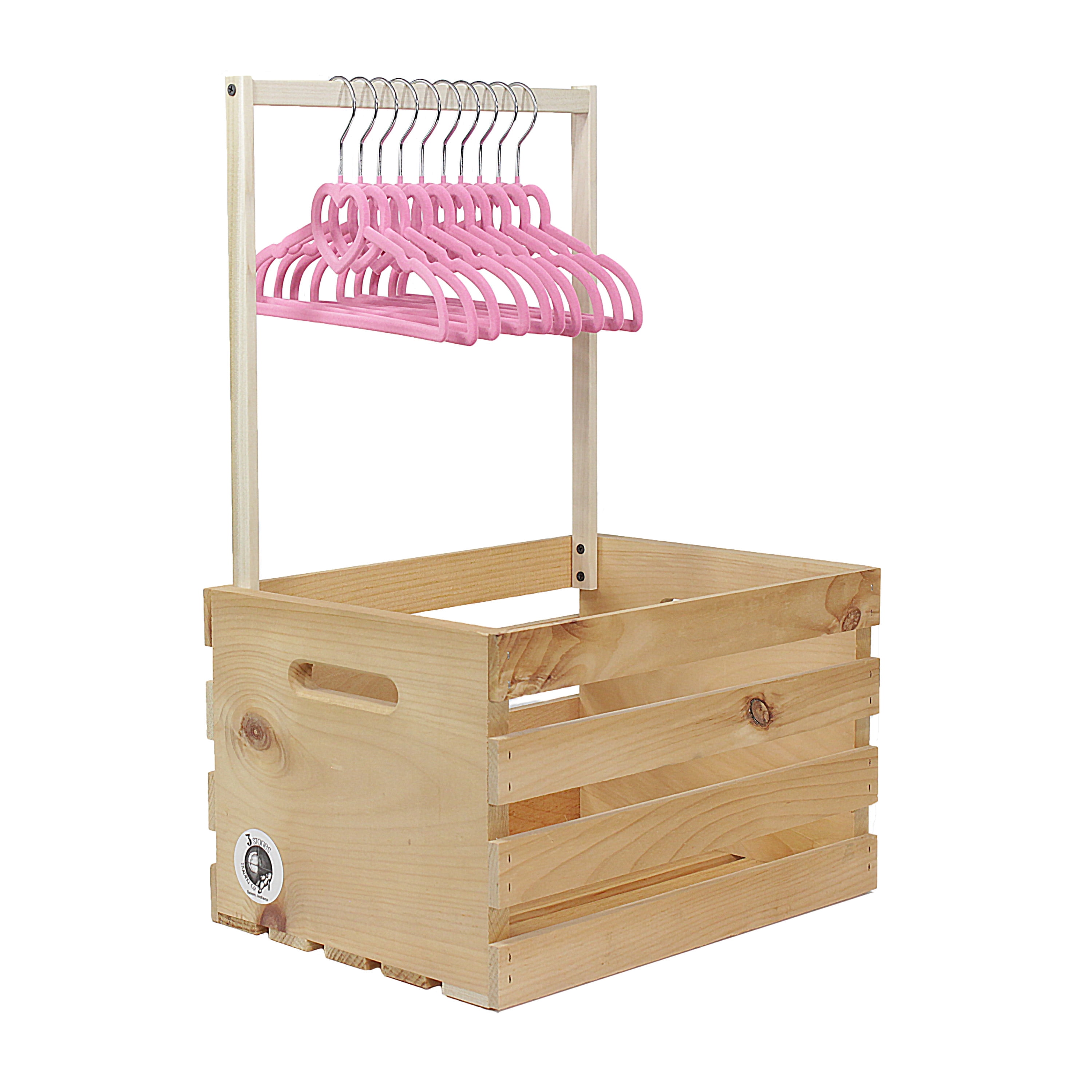 Baby Shower Wardrobe Crate & 10 Clothes Hangers Kit, Baby Shower Gift Crate, Pink