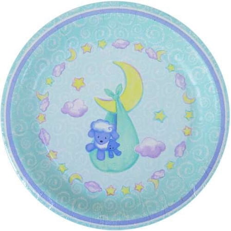 Various "Welcome Little Lamb" Baby Shower Disposable Paper Plates, 8 Count
