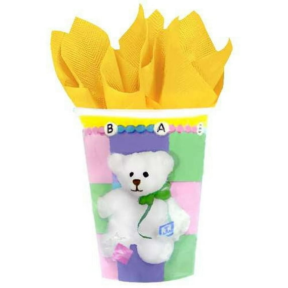 Baby Shower White Teddy Bear 9oz Paper Cups (8ct)