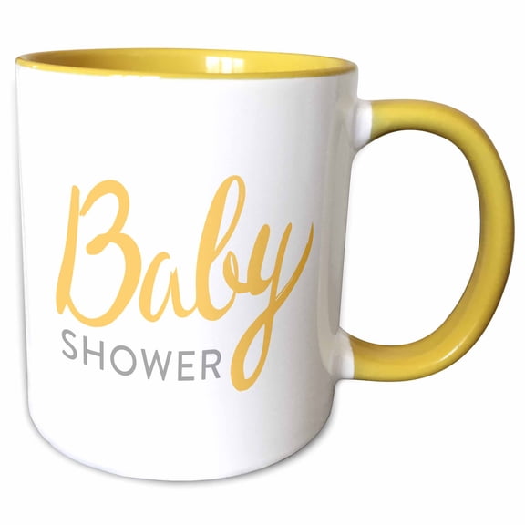 3drose, Baby Shower with Yellow Font, 15oz Two-tone Yellow Mug