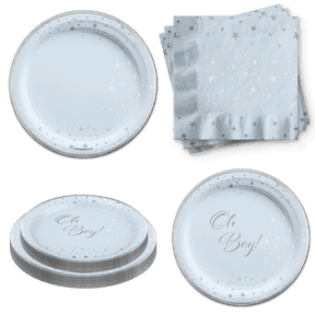 Baby Shower for Boy Plates and Napkins - Baby Boy 1st Birthday Party Tableware Set Includes Plates Napkins | Kit for 24