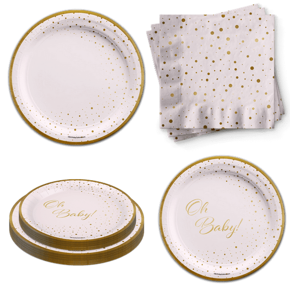 Baby Shower for Girl Plates and Napkins - Baby Girl 1st Birthday Party Tableware Set Includes Plates Napkins | Kit for 24 …