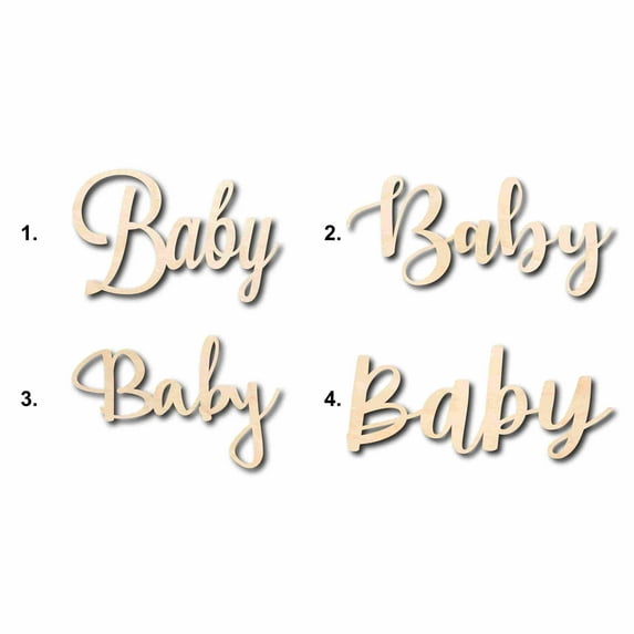 Baby Sign Unfinished Wood Cutout Home Decor DIY Option 3- 16" Wide / 1/4"