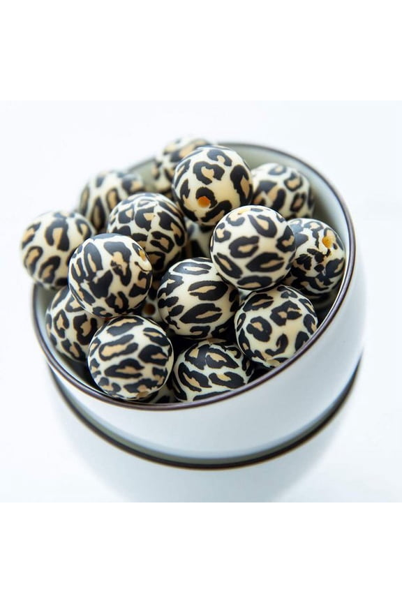 Baby Silicone Beads 15MM/50PC BPA Free Beads Personalized Leopard Series DIY Jewelry Chew Care Necklace Accessories
