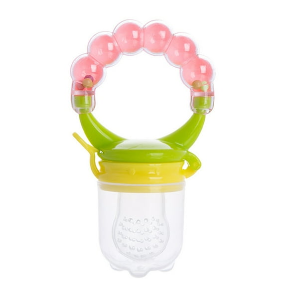 Baby Silicone Fresh Fruit Food Feeder, Teething Pacifier with Rattle for Babies and Infants