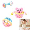 thumbnail image 1 of Baby Silicone Grip Rattle Toy Set, Boilable Soft Teething Hand Bells & Sensory Ball, Multisensory Early Developmental Educational Toy for 0-3 3-6 6-12 Months Newborn Boys Girls, Baby Shower Gift, 1 of 7