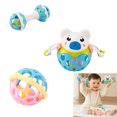 thumbnail image 1 of Baby Silicone Grip Rattle Toy Set, Boilable Soft Teething Hand Bells & Sensory Ball, Multisensory Early Developmental Educational Toy for 0-3 3-6 6-12 Months Newborn Boys Girls, Baby Shower Gift, 1 of 7