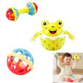 thumbnail image 1 of Baby Silicone Grip Rattle Toy Set, Boilable Soft Teething Hand Bells & Sensory Ball, Multisensory Early Developmental Educational Toy for 0-3 3-6 6-12 Months Newborn Boys Girls, Baby Shower Gift, 1 of 7