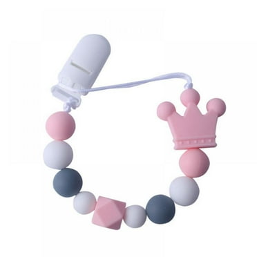 Baby Silicone Pacifier Soother Beaded Chain Clip Holder Baby Pacifier Clip Teething Beads Leash For Baby Boy Girl Infant Toddler