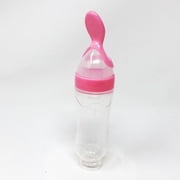 Baby Silicone Squeeze Feeding Bottle w/Spoon Food Self-stand Feeder 3oz/90ML
