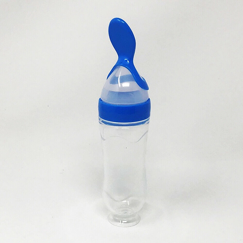 Baby Silicone Squeeze Feeding Bottle Baby Feeder With Spoon Food, Rice –  Kybo's Baby Clothing