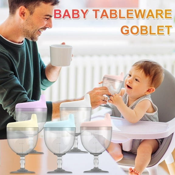 Baby Sippy Cup Wine Glass - Spill-Proof Plastic Stemware for Toddlers 8+ Months, Leak-Proof Design with Soft Nozzle, Elegant Goblet Shape for Milk & Beverages