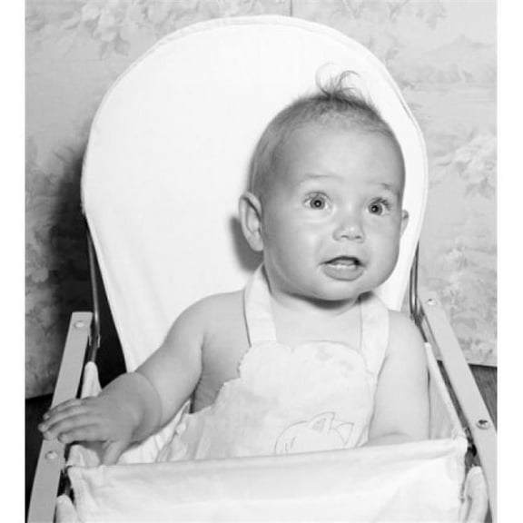 Baby Sitting in High Chair Poster Print - 18 x 24 in.