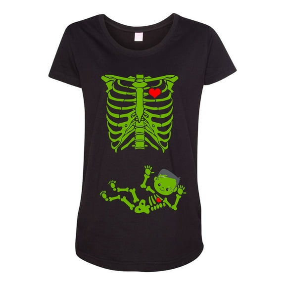 Baby Skeleton Frankenstein Halloween Horror Funny Maternity DT T-Shirt Tee