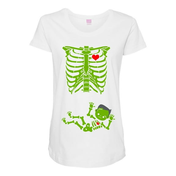 Baby Skeleton Frankenstein Halloween Horror Funny Maternity DT T-Shirt Tee