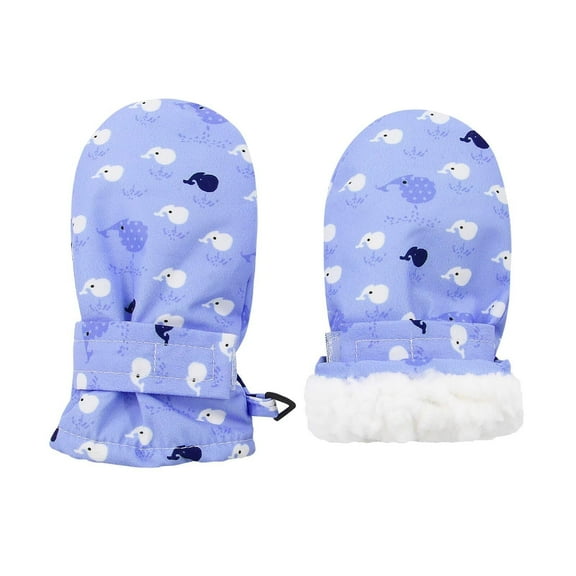 Baby Ski Waterproof Mittens Kids Thick Lined Fleece Gloves for Cold Weather Warm Kids Winter Mittnes Little Whale 6-18 months
