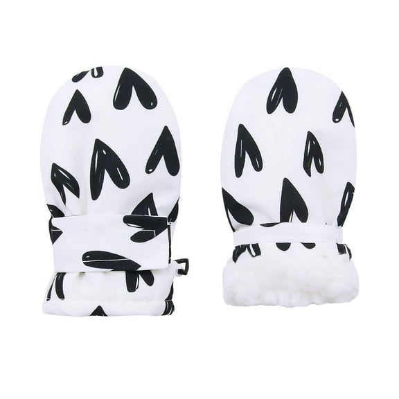Baby Ski Waterproof Mittens Kids Thick Lined Fleece Gloves for Cold Weather Warm Kids Winter Mittnes White Love 6-18 months