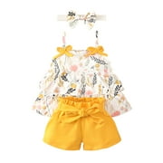 Baby Skirt Shorts Cover Turn Girl's Sleeveless Off The Shoulder Floral Bow Top Dress Lace Up Shorts Frocks Girls 3_4years Place Dress Gowns for Girls Party Wear Girls Walk Thru Dress Check Dress