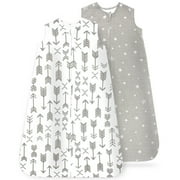 BUBLO BABY Baby Sleep Bag Sack - 6-12 Months - Supple Natural Softness & Breathability - Quiet 2 Way Zipper w/ Medium Size Protector for Wake-Free Changing Times - Unisex 2 Pack Wearable Blanket