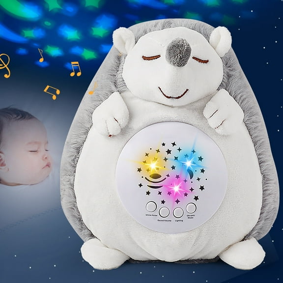 Baby Sleep Night Light Projector Toy, Usavan LED Stuffed Animal Soothing Music, Cute Hedgehog Owl Night Lamp for Nursery Ceiling Wall Projection Gift