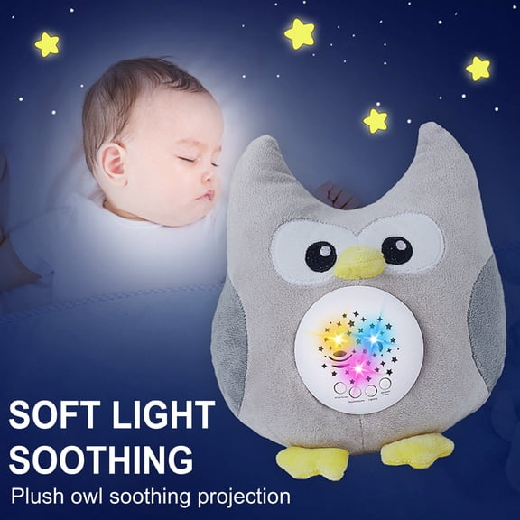Baby Sleep Night Light Projector Toy with Music,Soft LED Hedgehog & Owl Plush,Soothing Star Projection & Relaxing Sounds for Infant Comfort