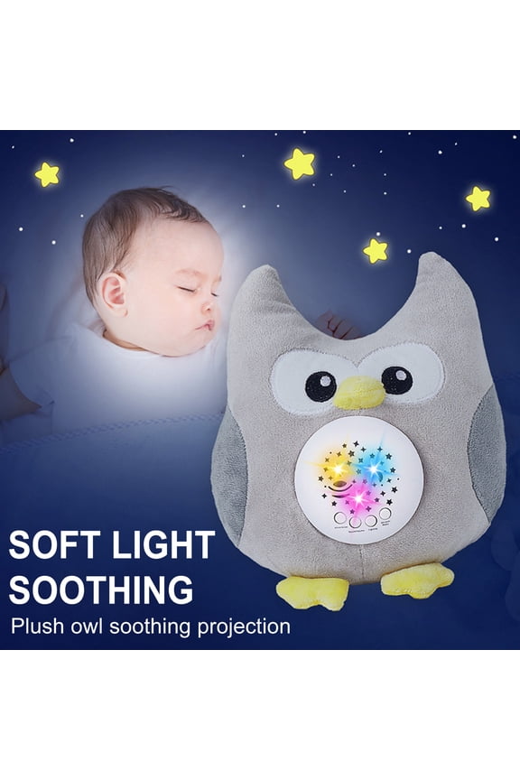 Baby Sleep Night Light Projector Toy with Music,Soft LED Hedgehog & Owl Plush,Soothing Star Projection & Relaxing Sounds for Infant Comfort