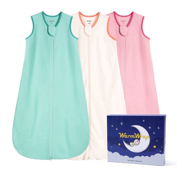 Baby Sleep Sack 18-24 Months 0.5 TOG Lightweight Summer 100% Cotton Breathable Wearable Blanket with 2-Way Zipper, 3 Pack