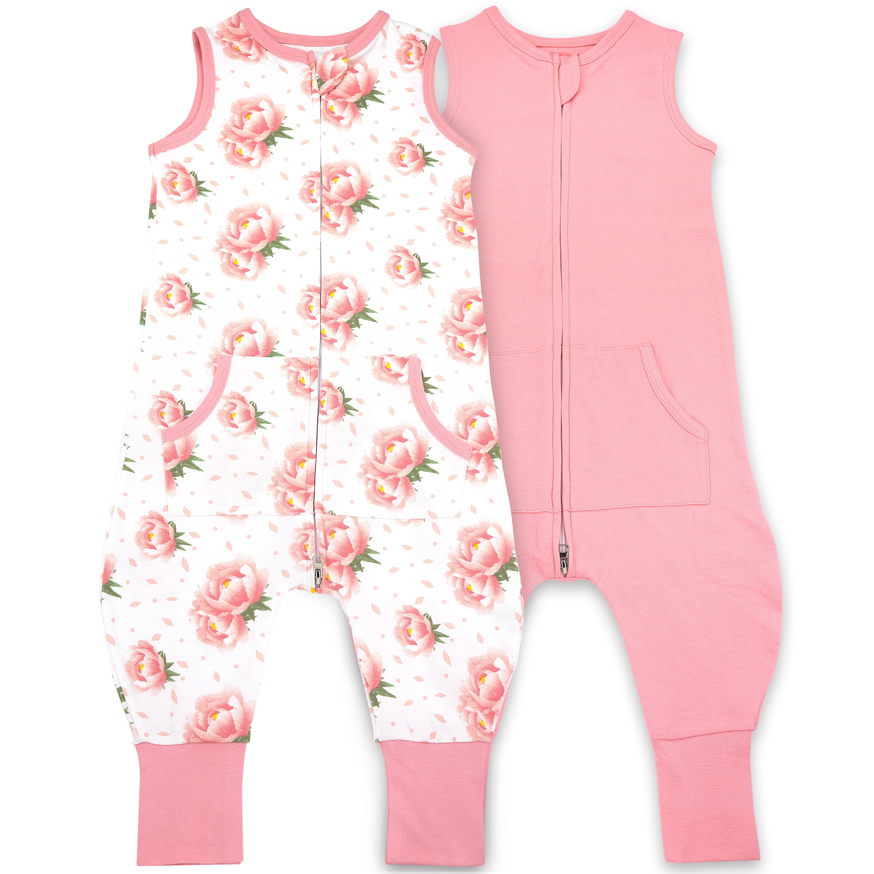 Baby Sleep Sack 2T-3T Months, 0.5 TOG Sleep Sack Baby Wearable Blanket, Toddler Baby Sleep Sack with Feet, Sleeveless Breathable Sleep Sacks for Baby Girls, Floral