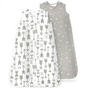 BUBLO BABY Baby Sleep Bag Sack - 6-12 Months - Supple Natural Softness & Breathability - Quiet 2 Way Zipper w/ Medium Size Protector for Wake-Free Changing Times - Unisex 2 Pack Wearable Blanket