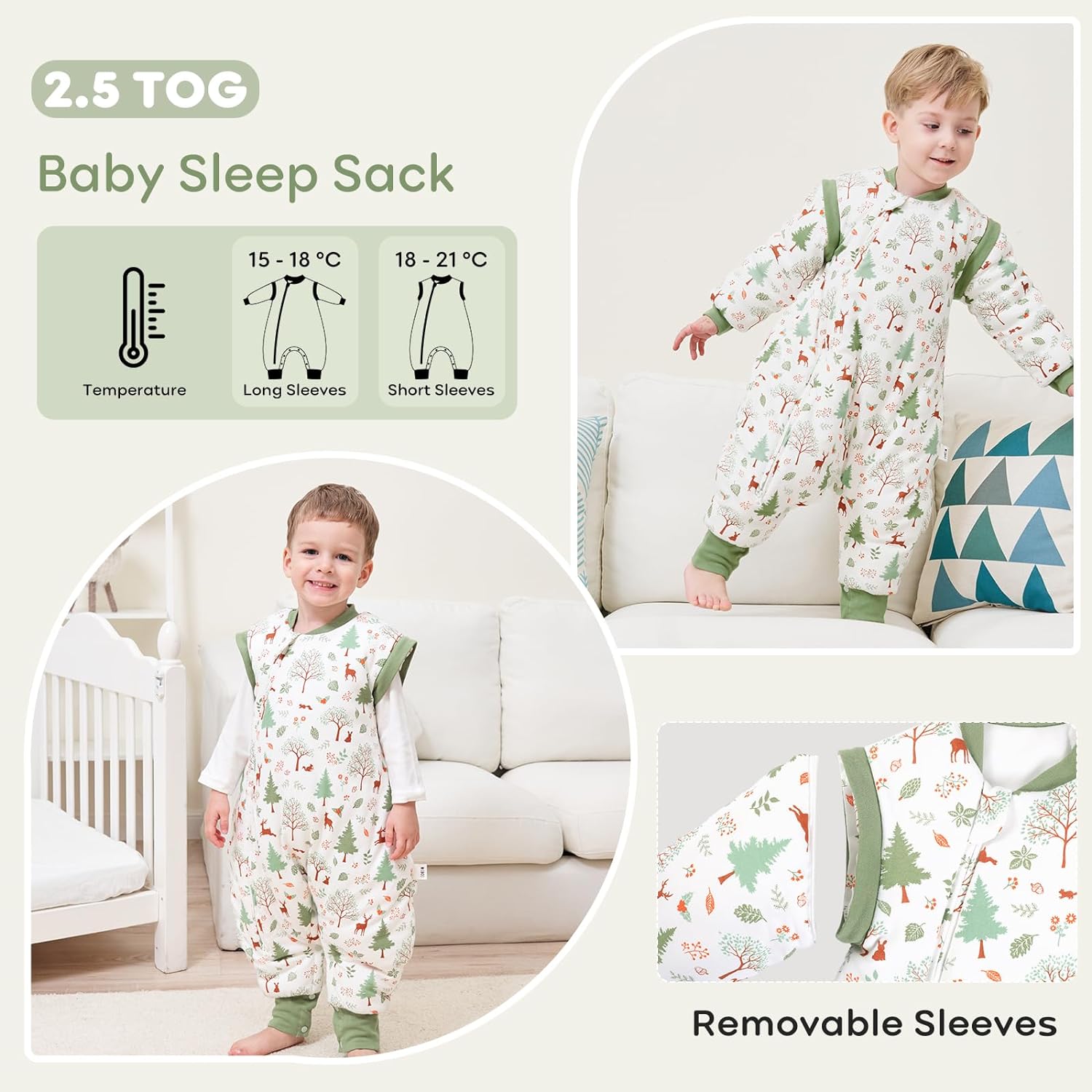 Baby Sleep Sack 4T 5T 6T Toddler Sleeping Sack Cotton 2.5 Tog Winter