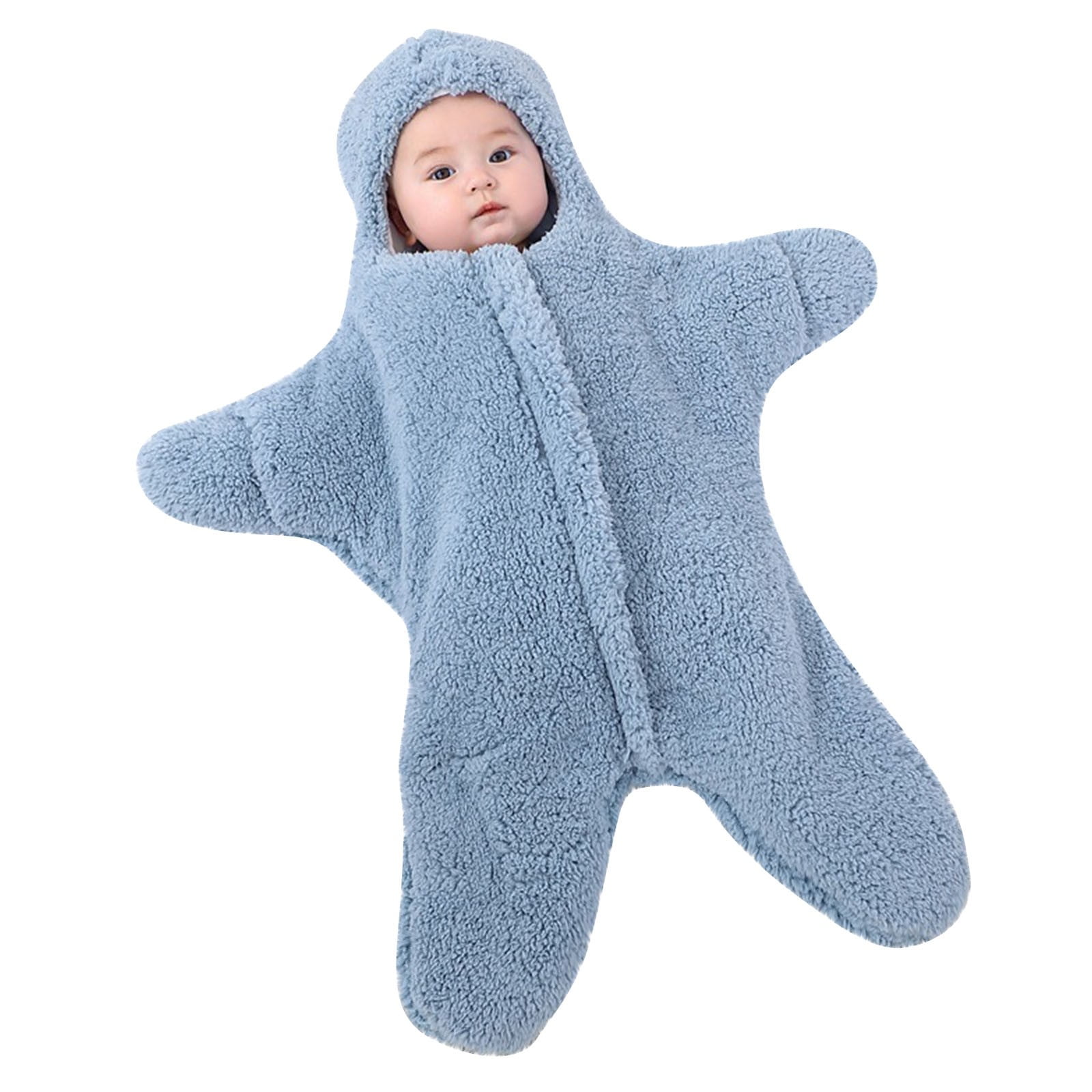 Baby Sleep Sack Boys Girls Fleece Winter Sleeping Long Sleeve Onesies Pajamas Star-Fish Warm Sleeping Bag Snowsuit, Blue, 9 Months