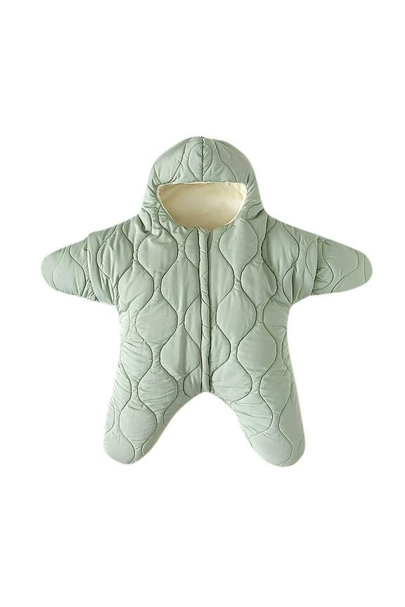 Baby Sleep Sack Boys Girls Fleece Winter Sleeping Long Sleeve Onesies Pajamas Star-Fish Warm Sleeping Bag Snowsuit, Green, 9 Months