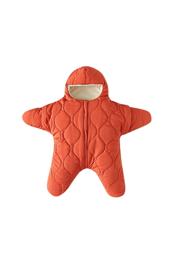 Baby Sleep Sack Boys Girls Fleece Winter Sleeping Long Sleeve Onesies Pajamas Star-Fish Warm Sleeping Bag Snowsuit, Orange, 6 Months