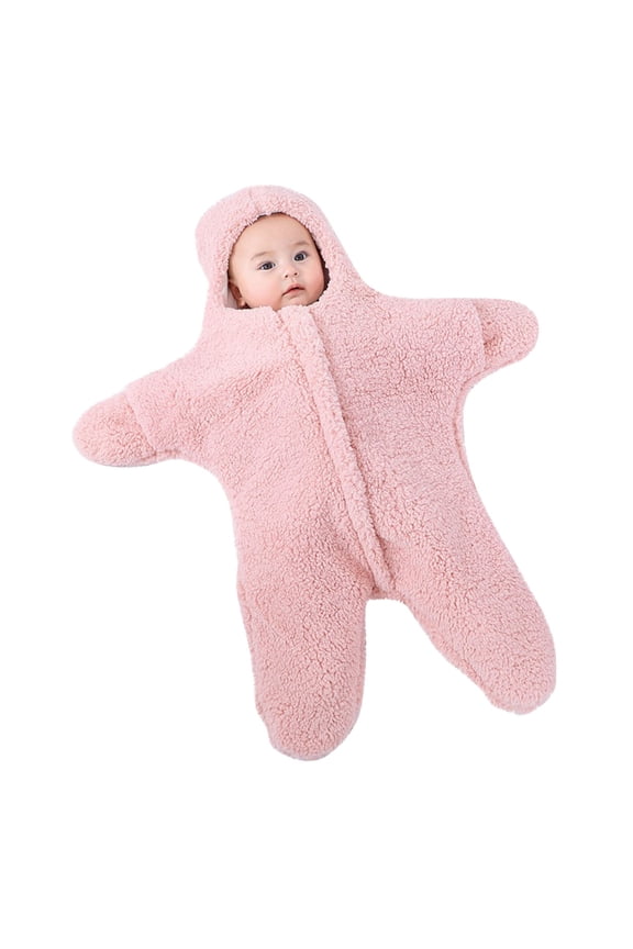 Baby Sleep Sack Boys Girls Fleece Winter Sleeping Long Sleeve Onesies Pajamas Star-Fish Warm Sleeping Bag Snowsuit, Pink, 6 Months